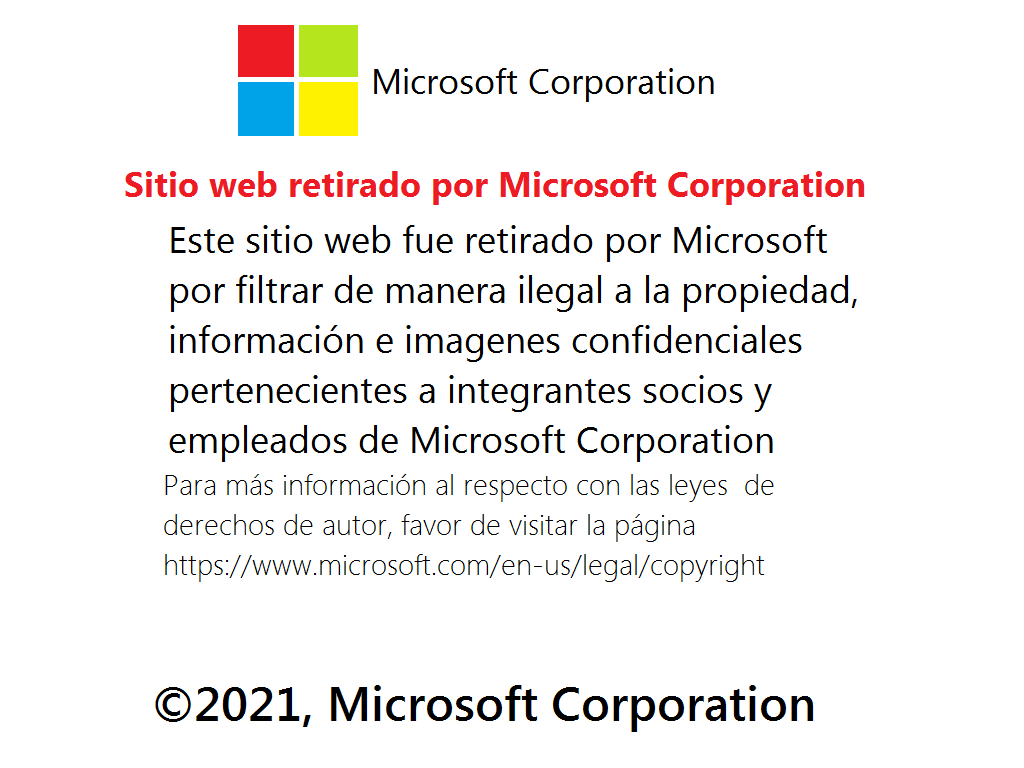 Sitio web retirado por Microsoft Corporation